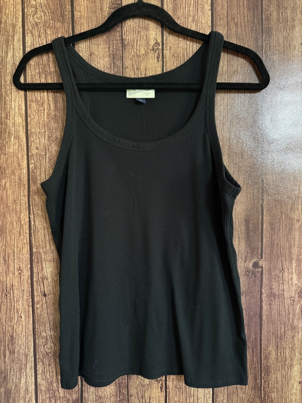 Universal Thread Black Ribbed Tank with Scoop Neck